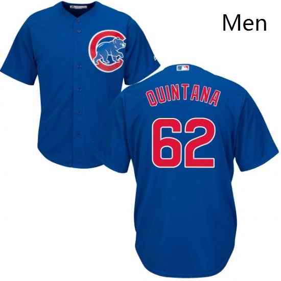Mens Majestic Chicago Cubs 62 Jose Quintana Replica Royal Blue Alternate Cool Base MLB Jersey